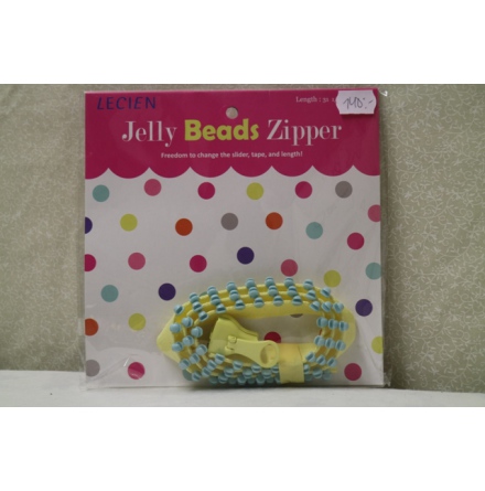 Jelly Bead Zipper, gult band &amp; ljusbla tnder (16045)