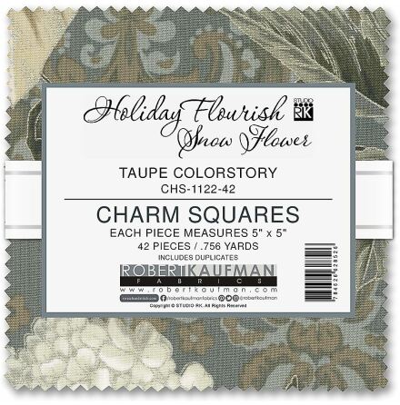 Charmpack Holiday Flourish Snow Flower Taupe (17048)